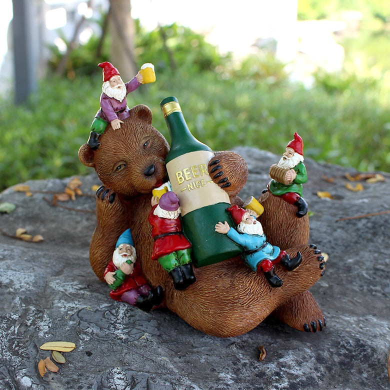 Drunk Brown Bear and Dwarf Decorations