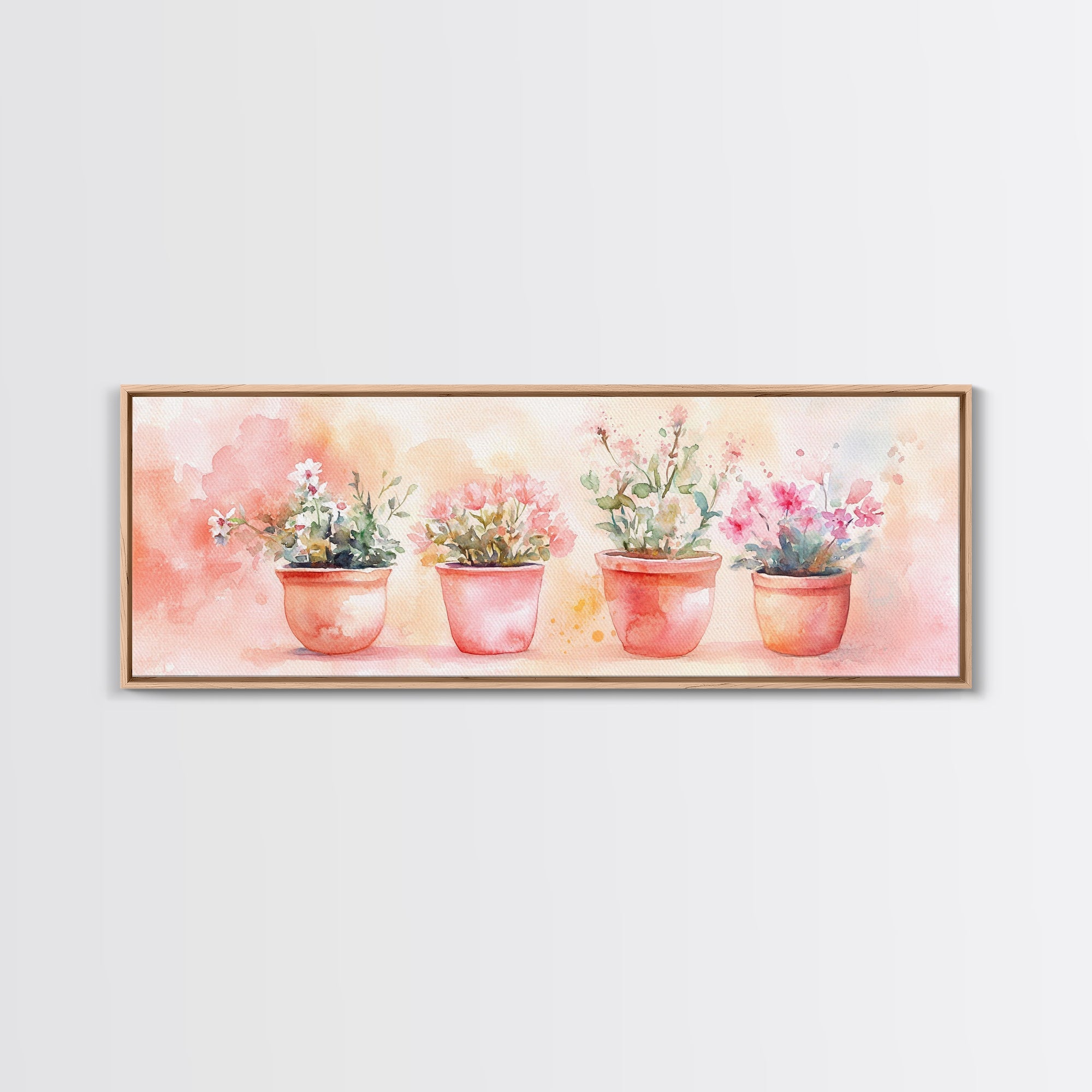 Potted Flowers Framed Canvas Print