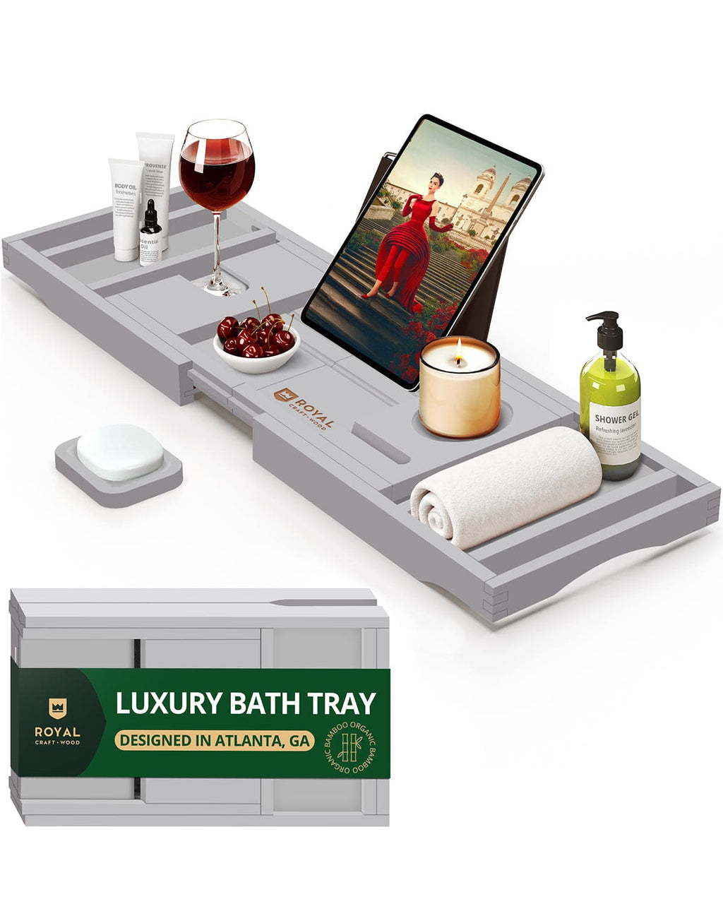 Bathtub Caddy Tray - Gray