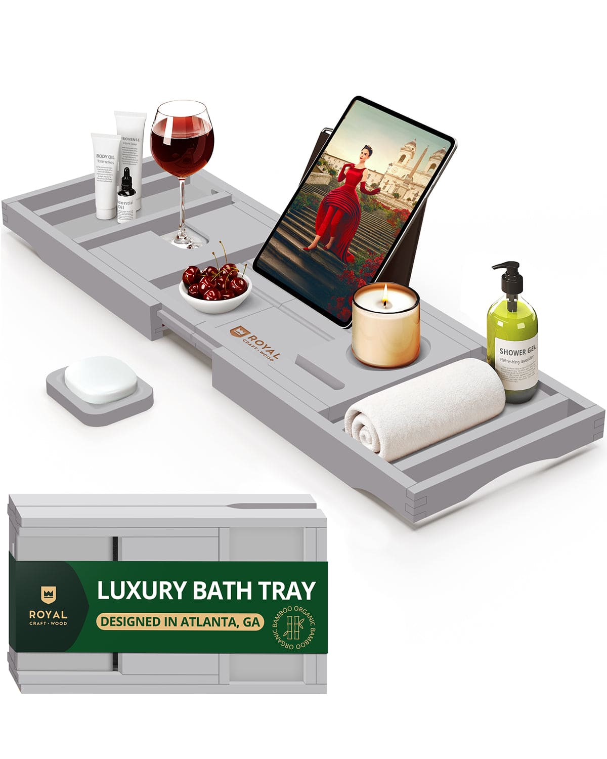 Bathtub Caddy Tray - Gray