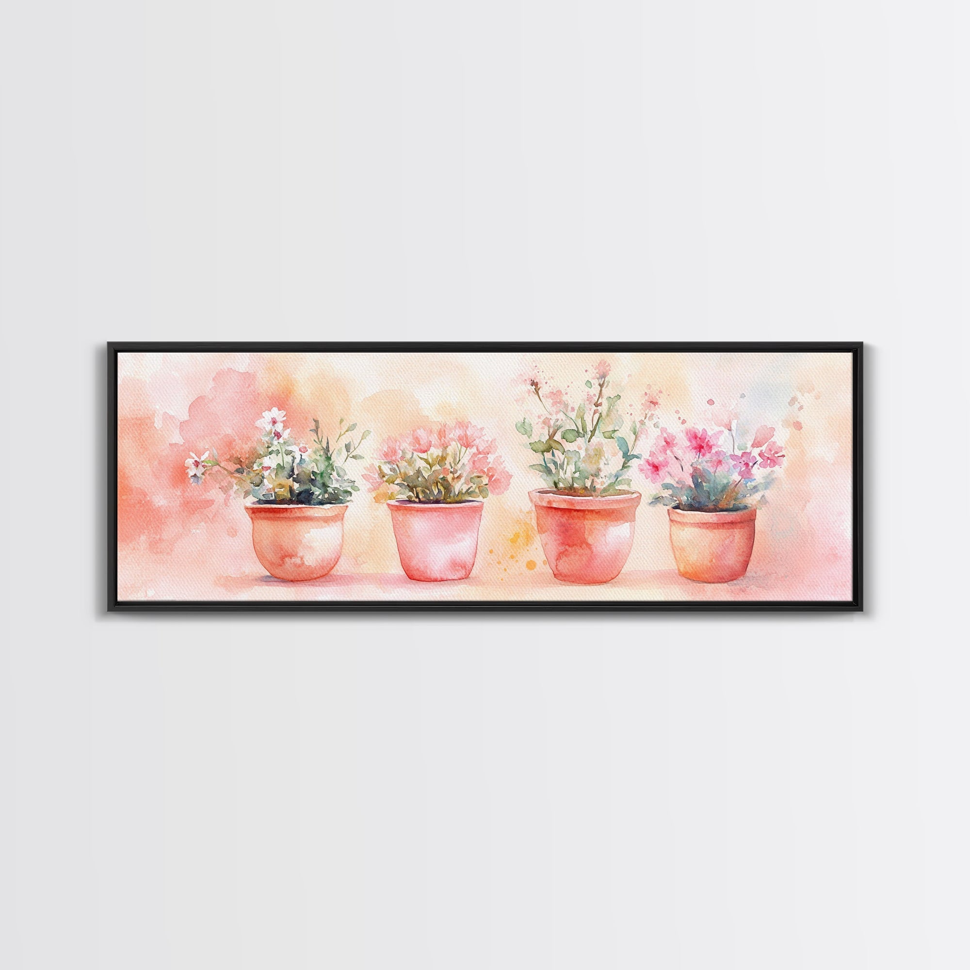 Potted Flowers Framed Canvas Print