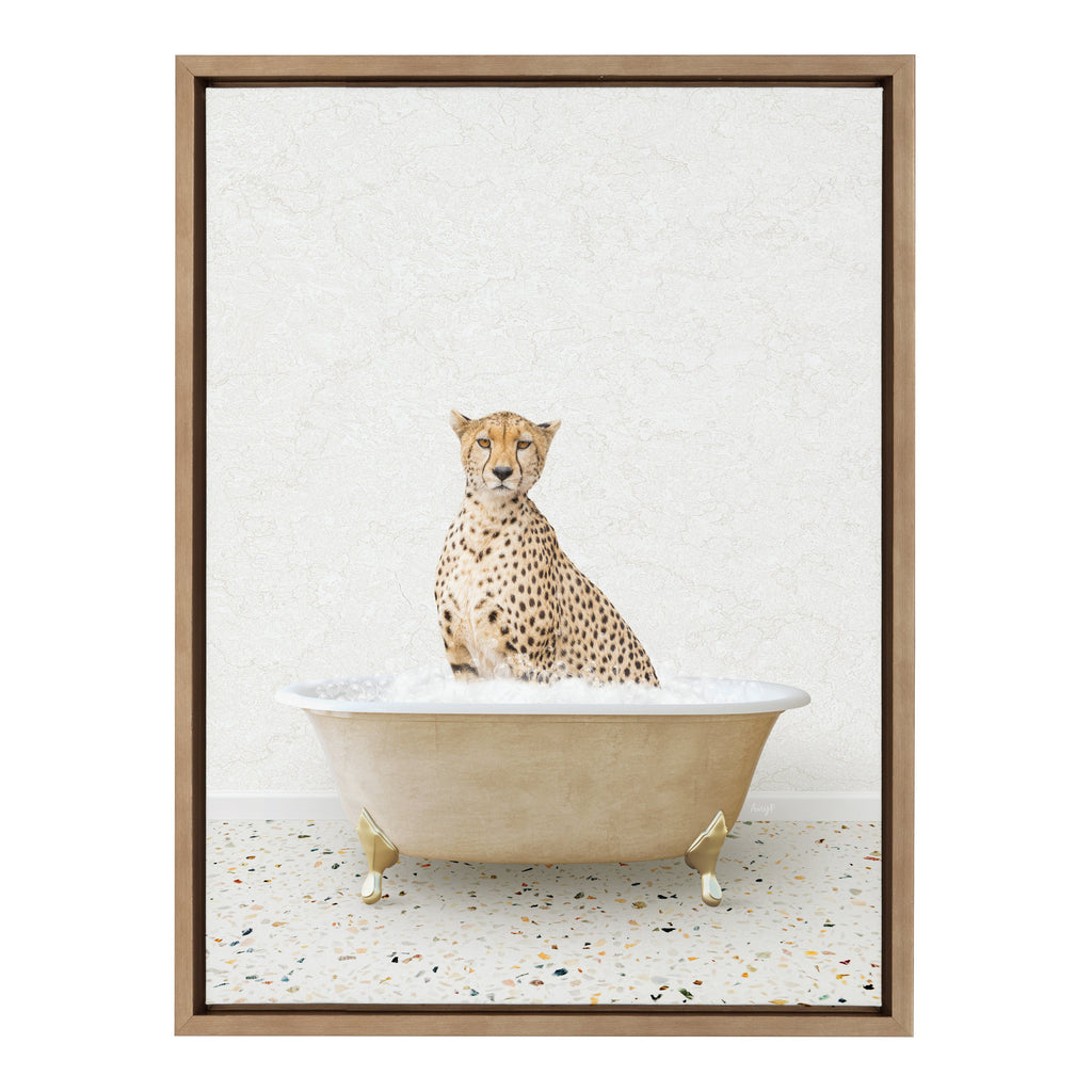 Sylvie Cheetah in Terrazzo Bathtub Framed Canvas by Amy Peterson