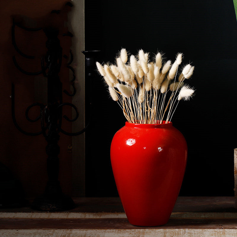 Glossy Red Ceramic Vase