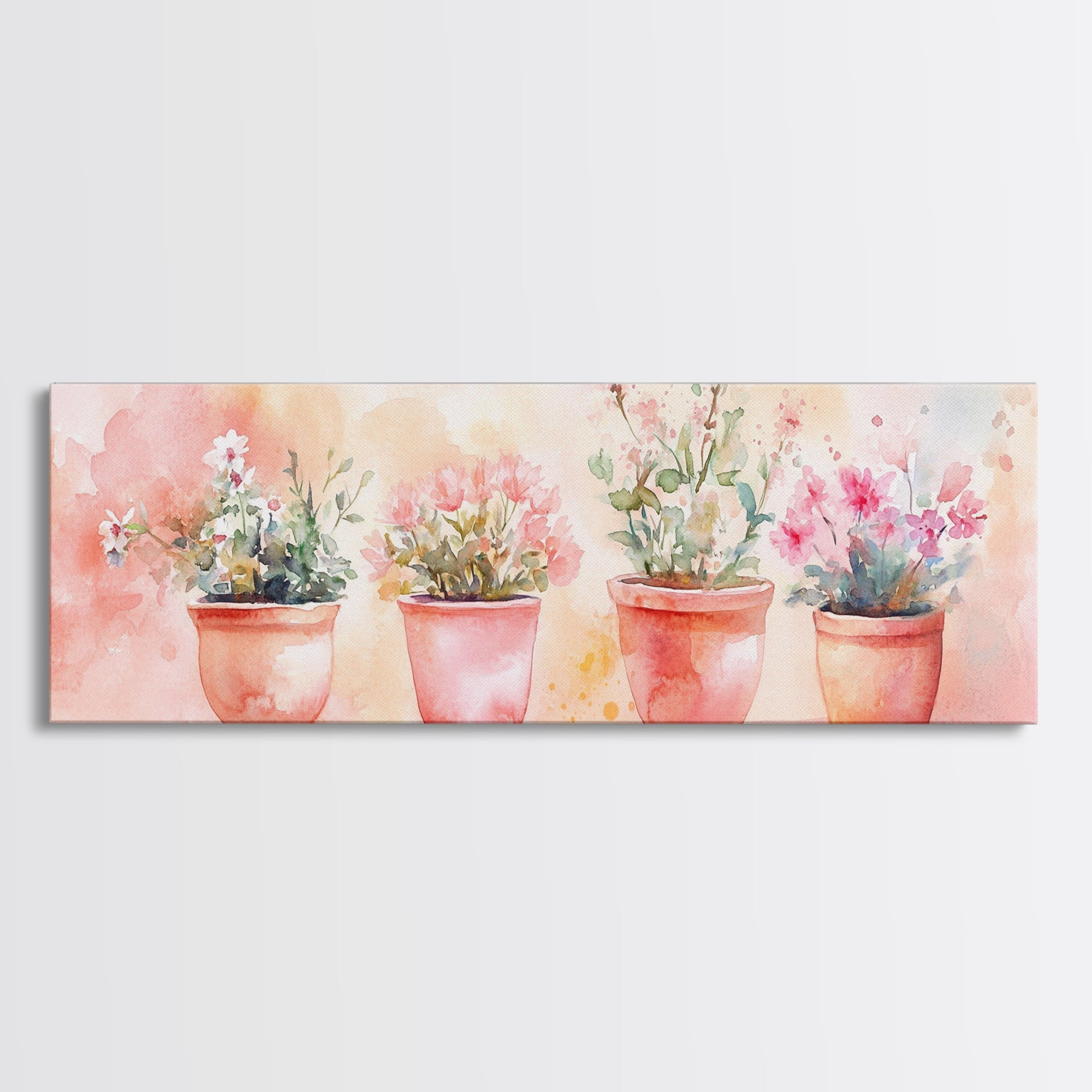 Potted Flowers Framed Canvas Print