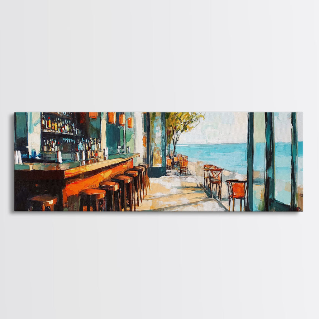 Coastal Beach Bar Framed Canvas Print