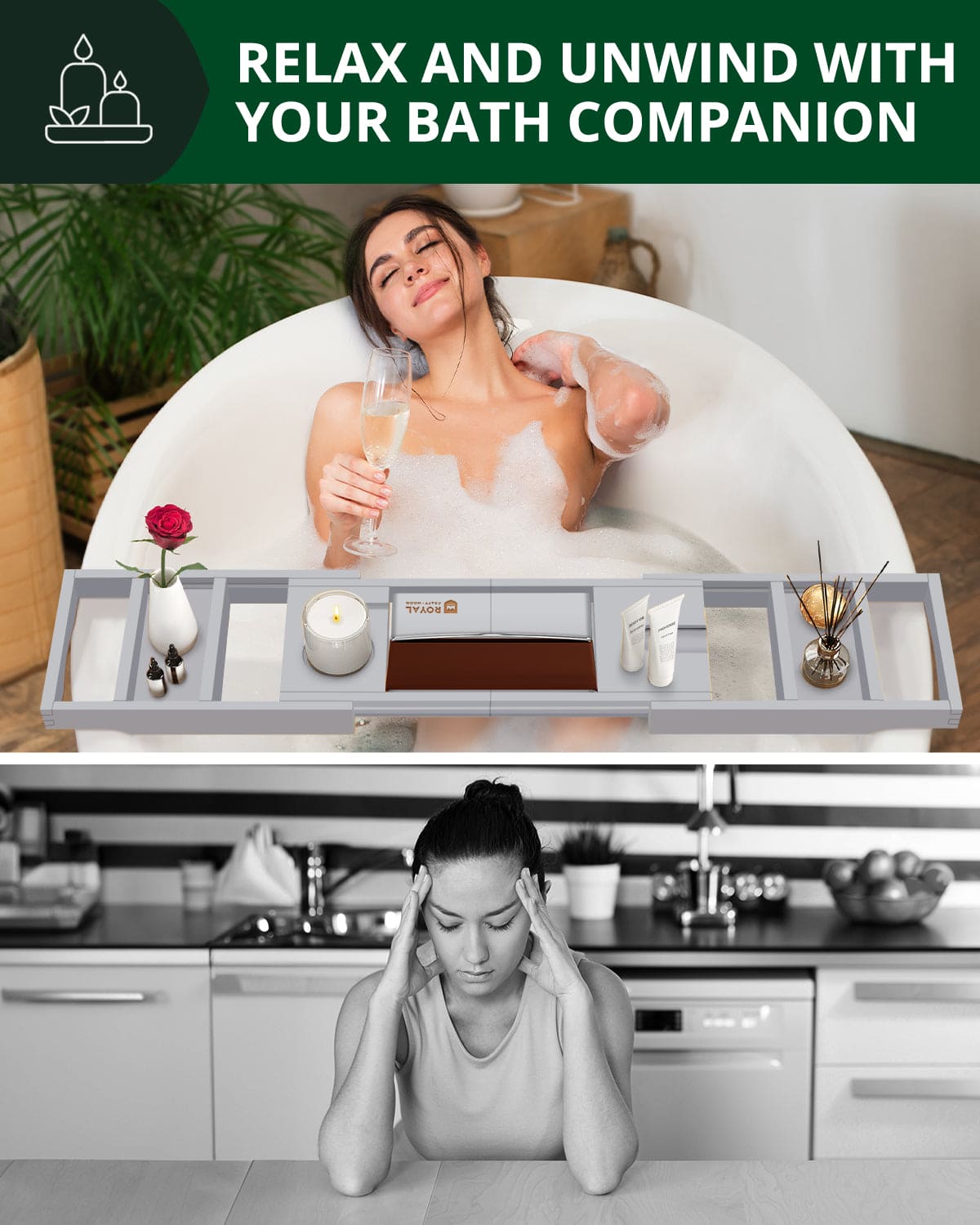 Bathtub Caddy Tray - Gray