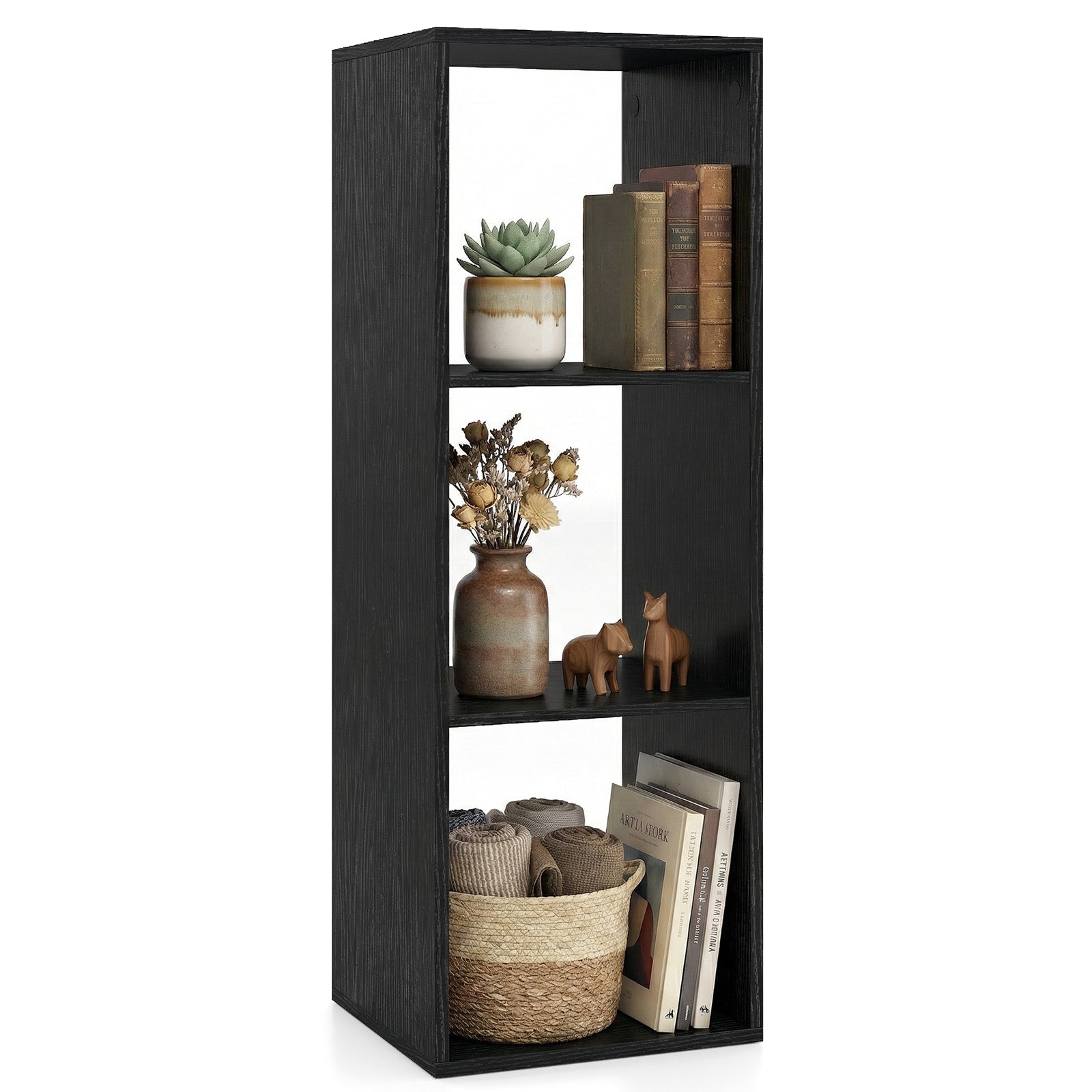 3 Cube Bookshelf with Back Guardrail