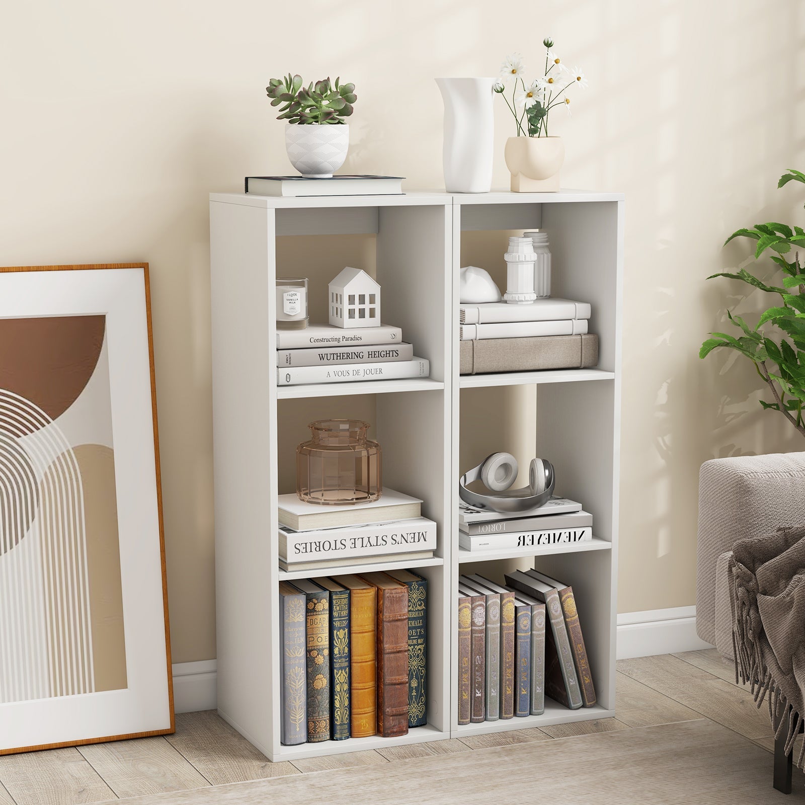 3 Cube Bookshelf with Back Guardrail