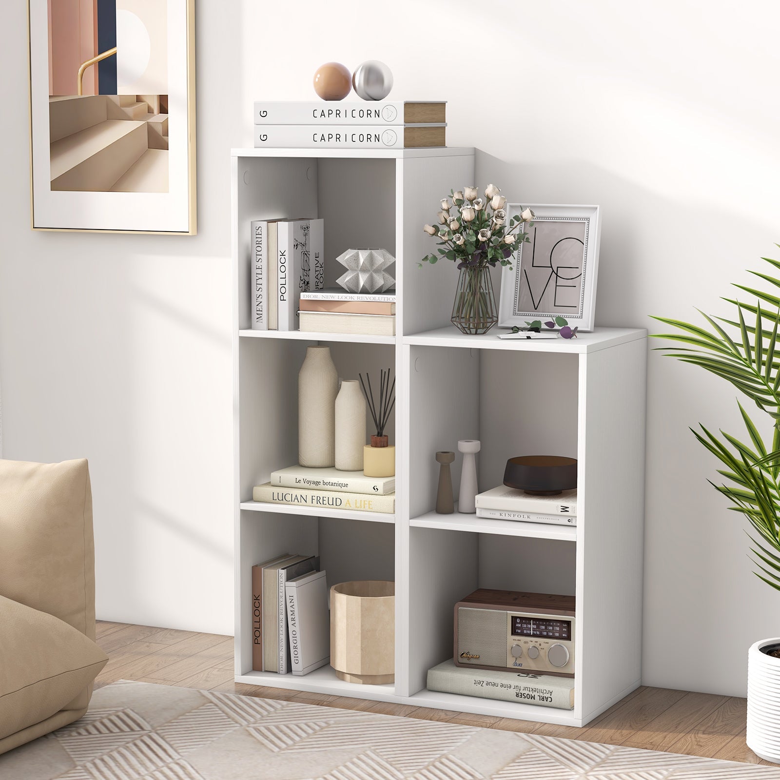 3 Cube Bookshelf with Back Guardrail