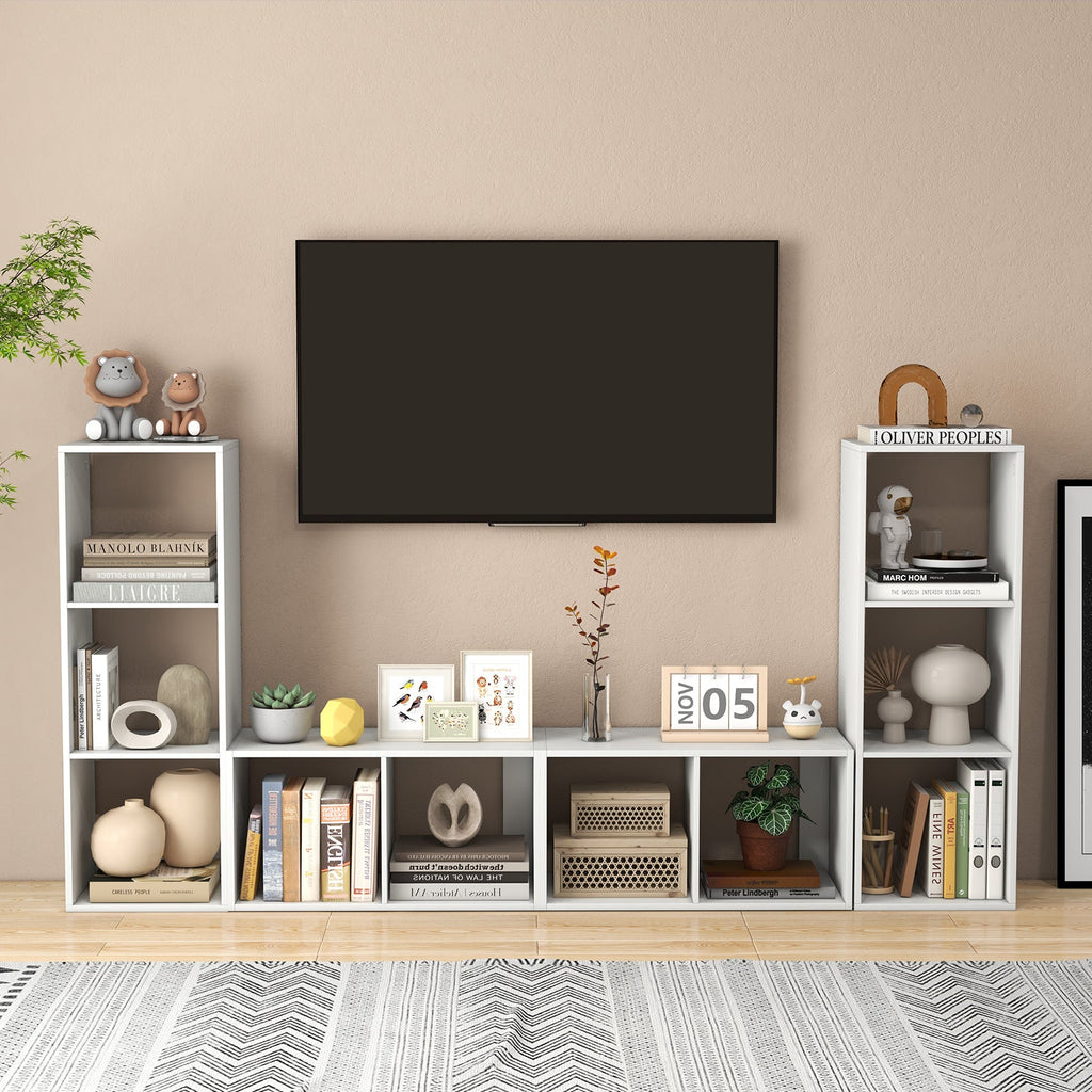 3 Cube Bookshelf with Back Guardrail
