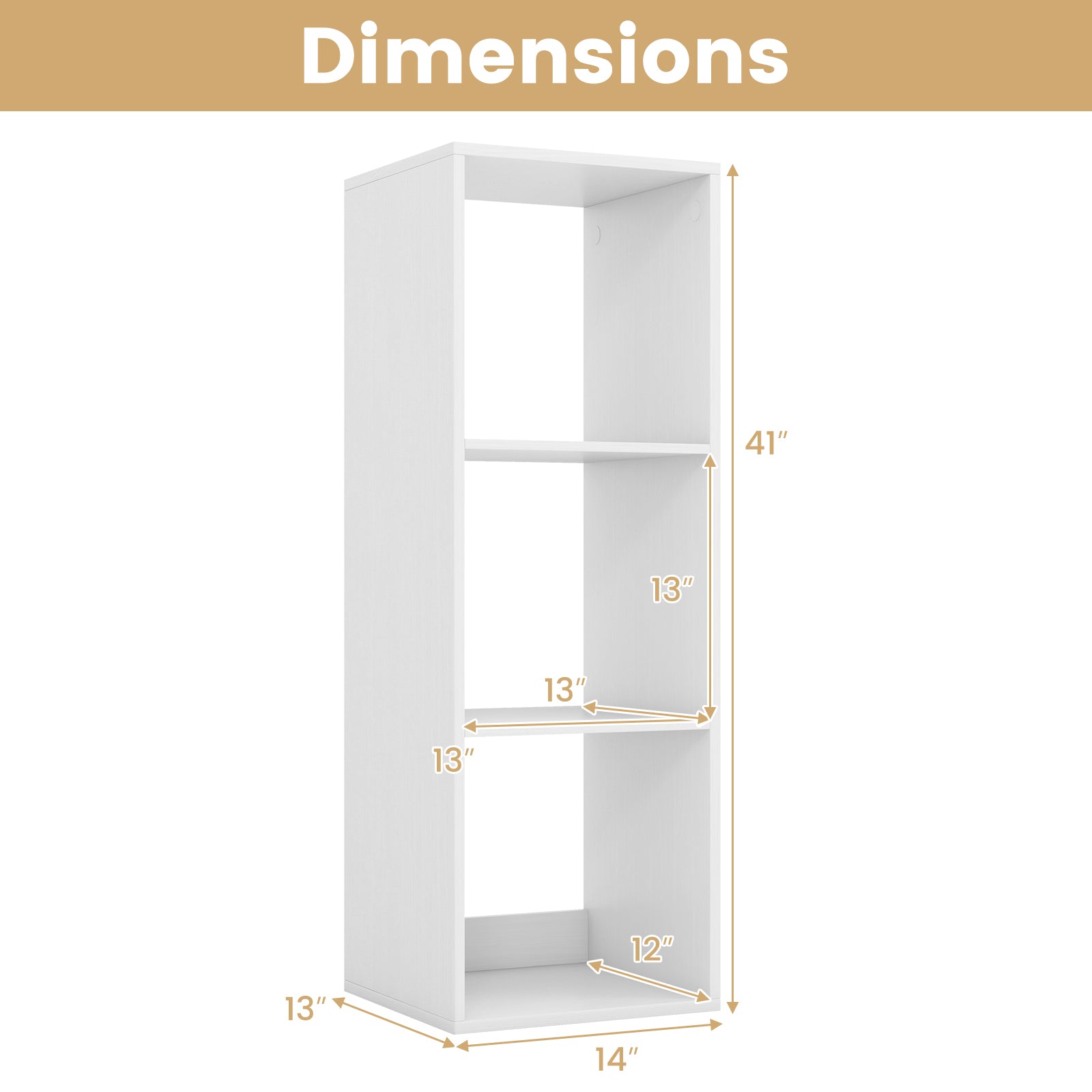 3 Cube Bookshelf with Back Guardrail