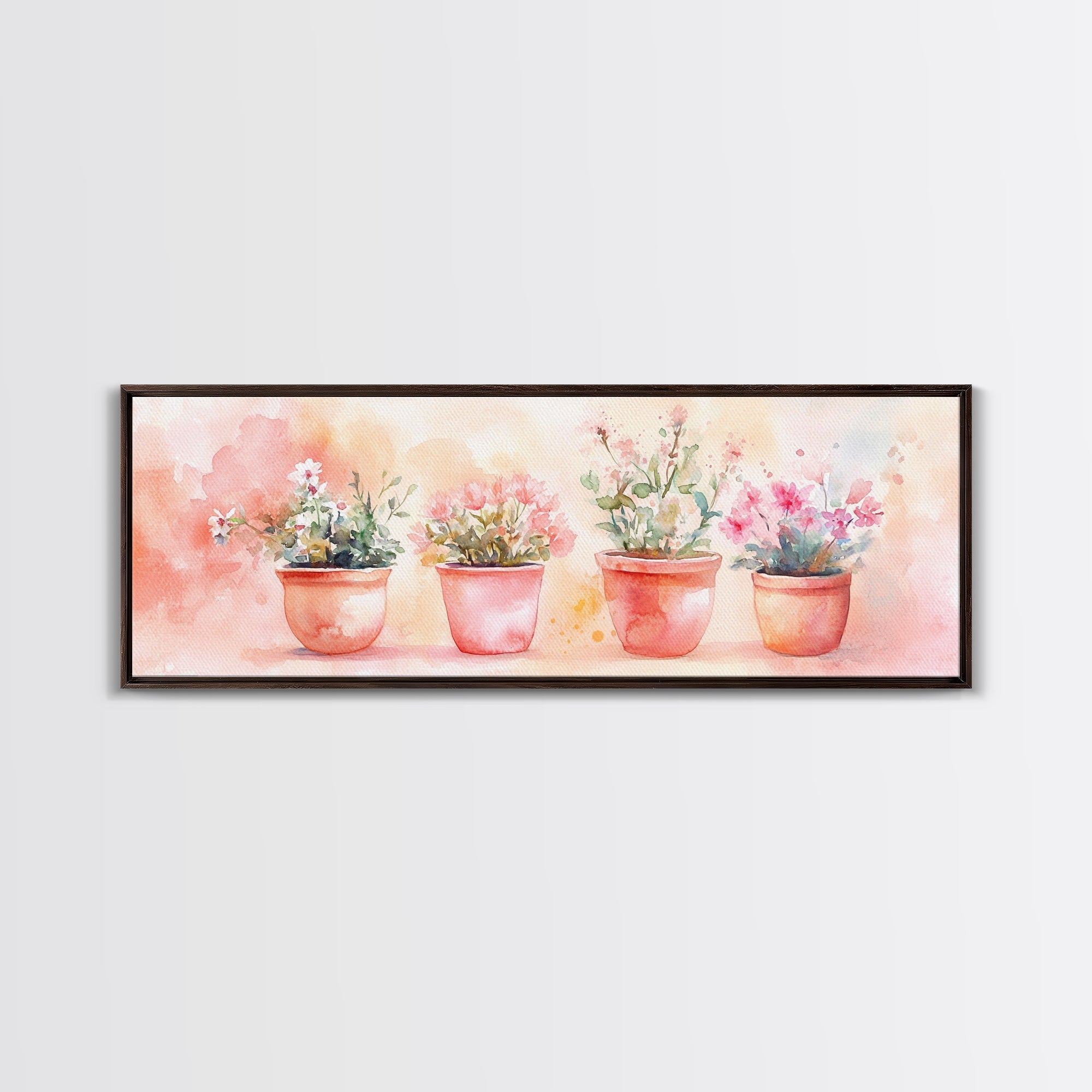 Potted Flowers Framed Canvas Print