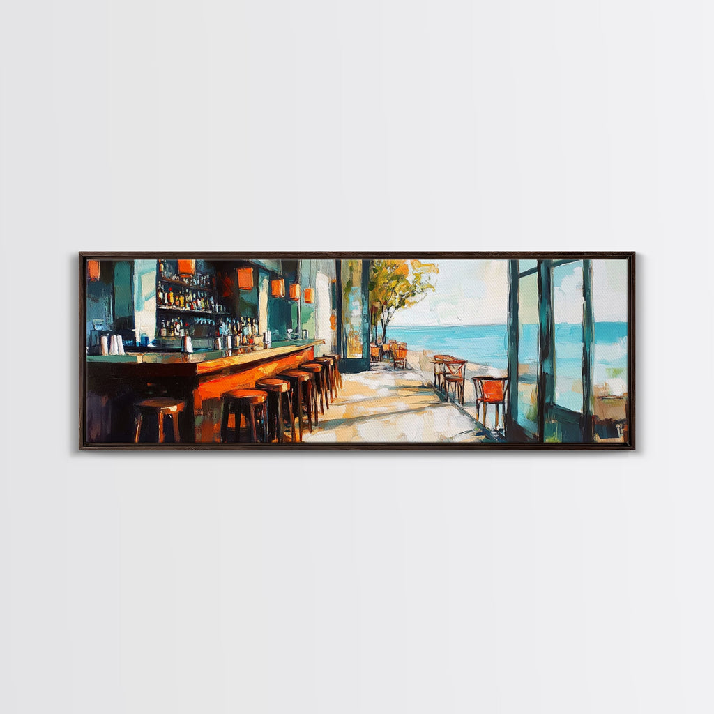 Coastal Beach Bar Framed Canvas Print