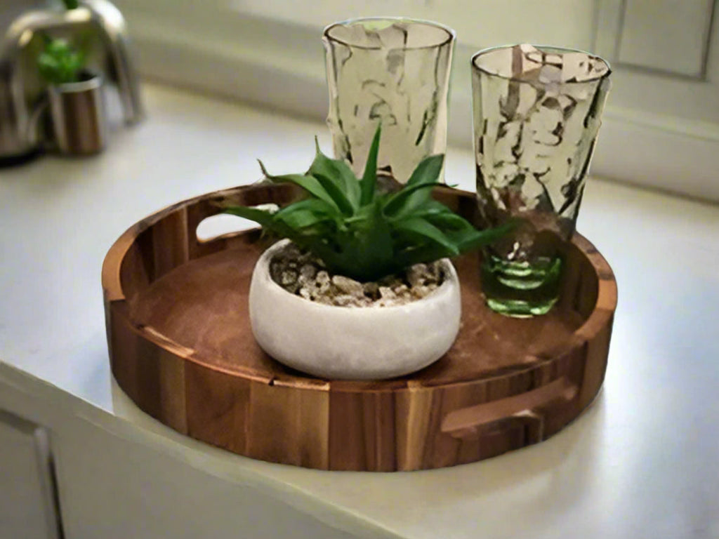 Acacia Round Serving Tray