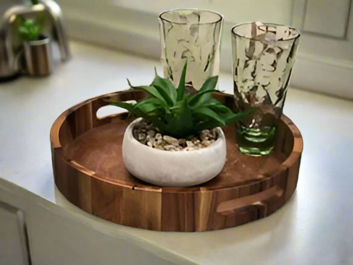 Acacia Round Serving Tray