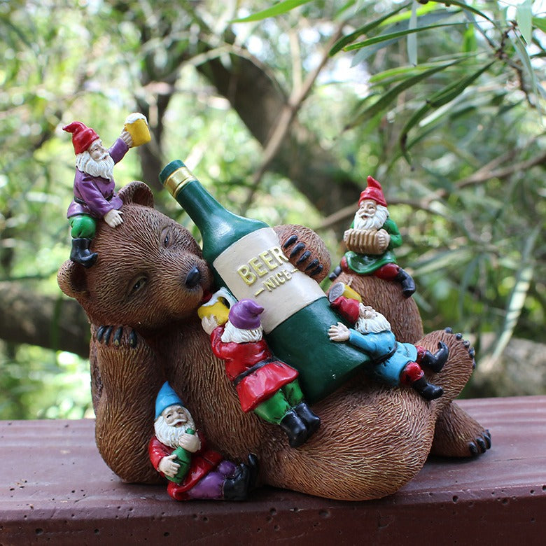 Drunk Brown Bear and Dwarf Decorations