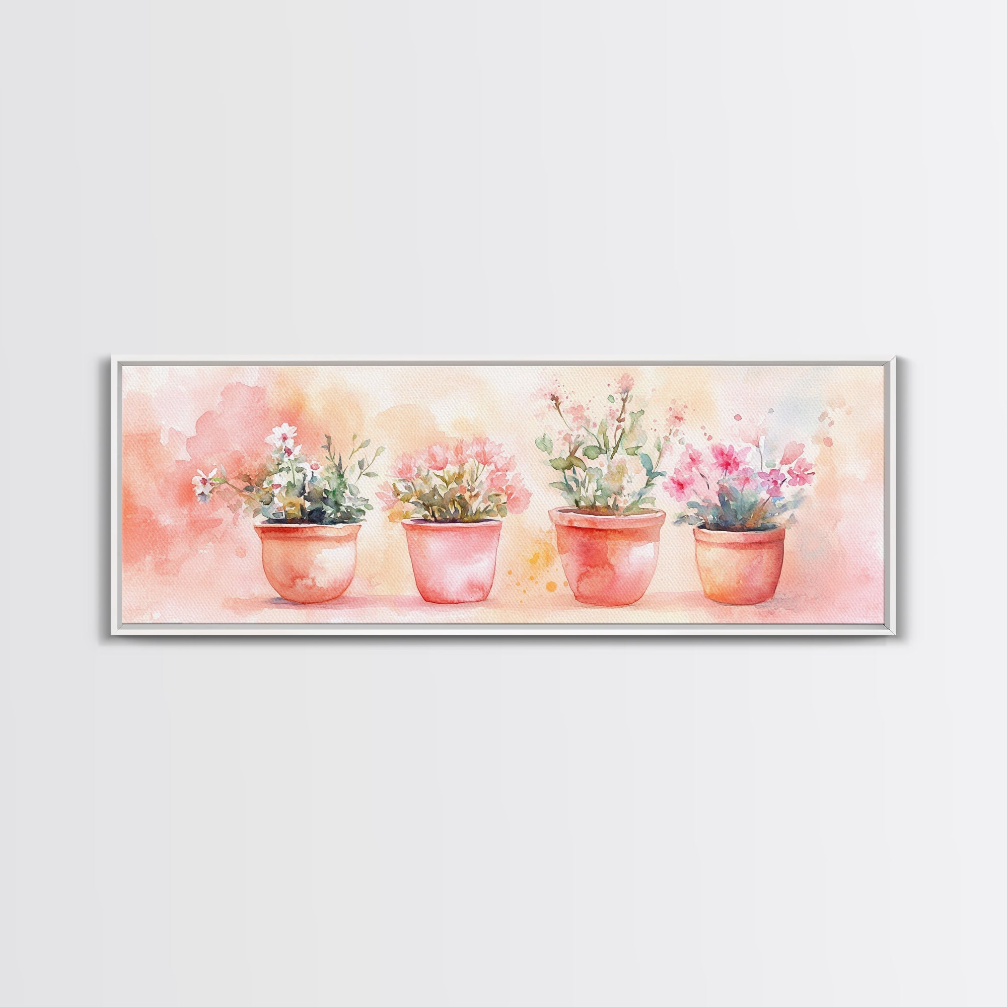 Potted Flowers Framed Canvas Print