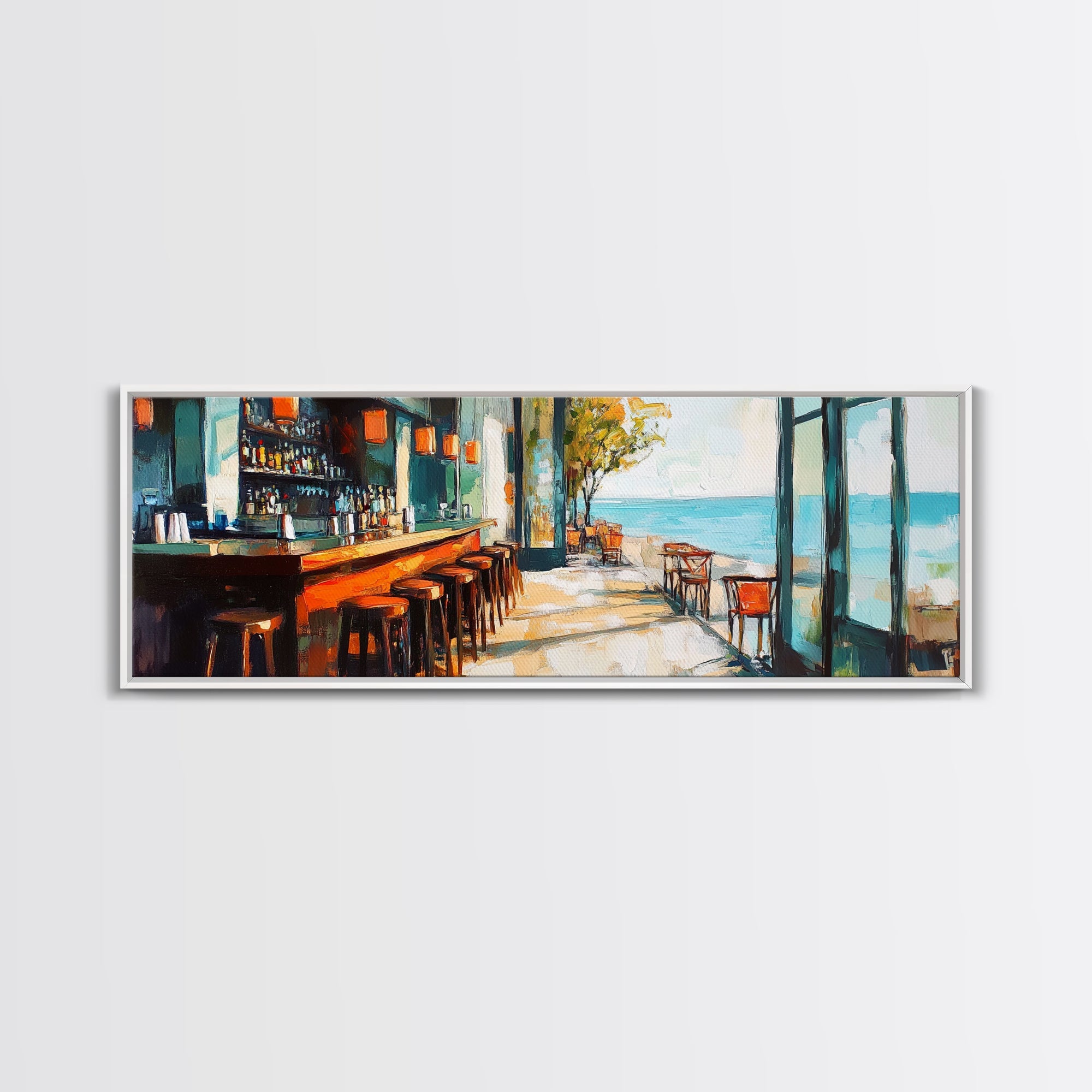 Coastal Beach Bar Framed Canvas Print