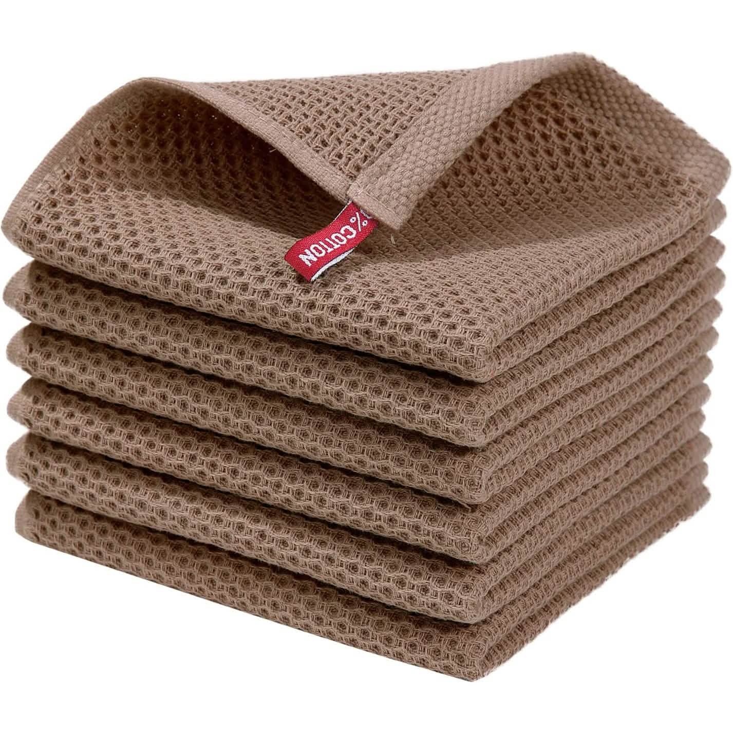 Cotton Waffle Woven Kitchen Towels 6-pack