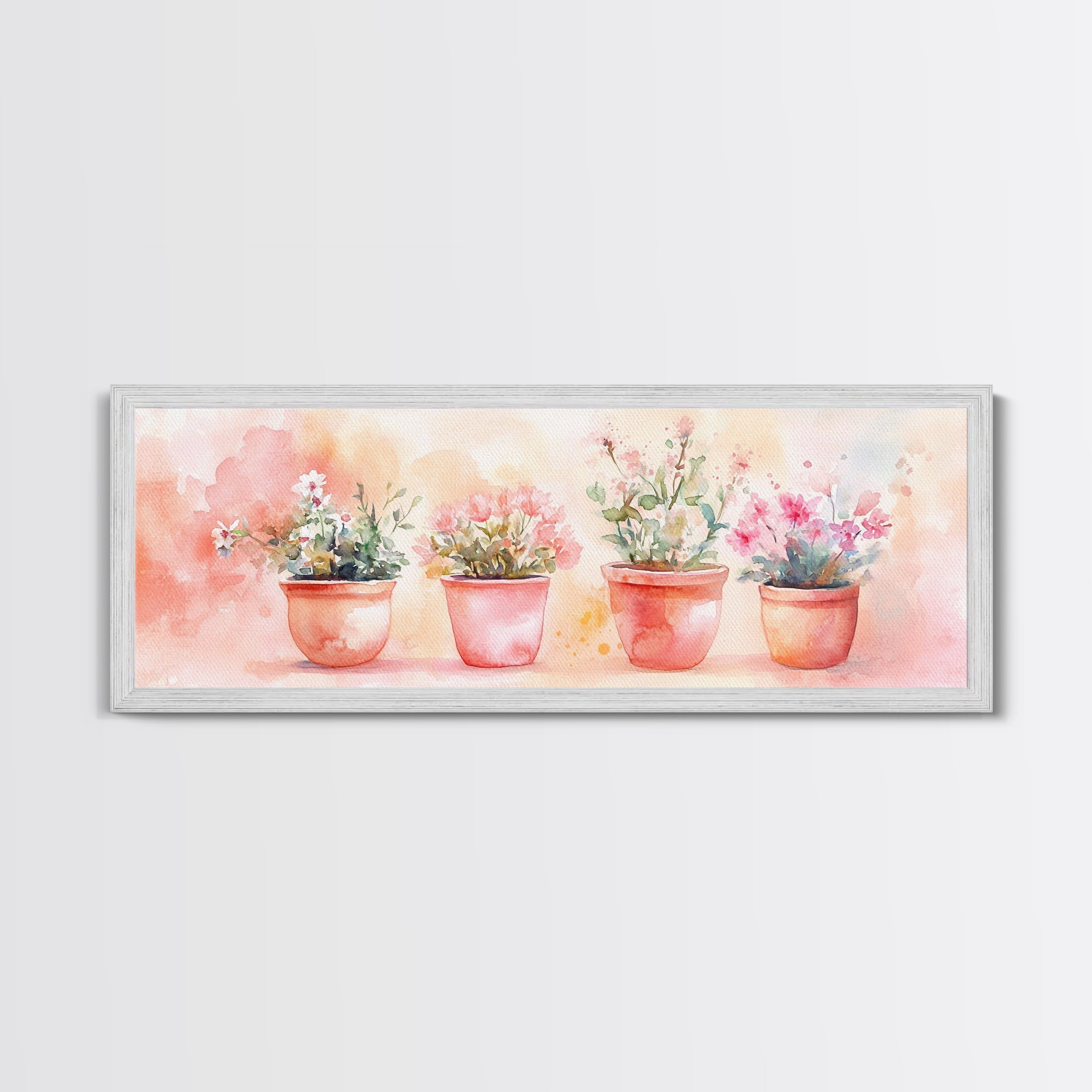 Potted Flowers Framed Canvas Print