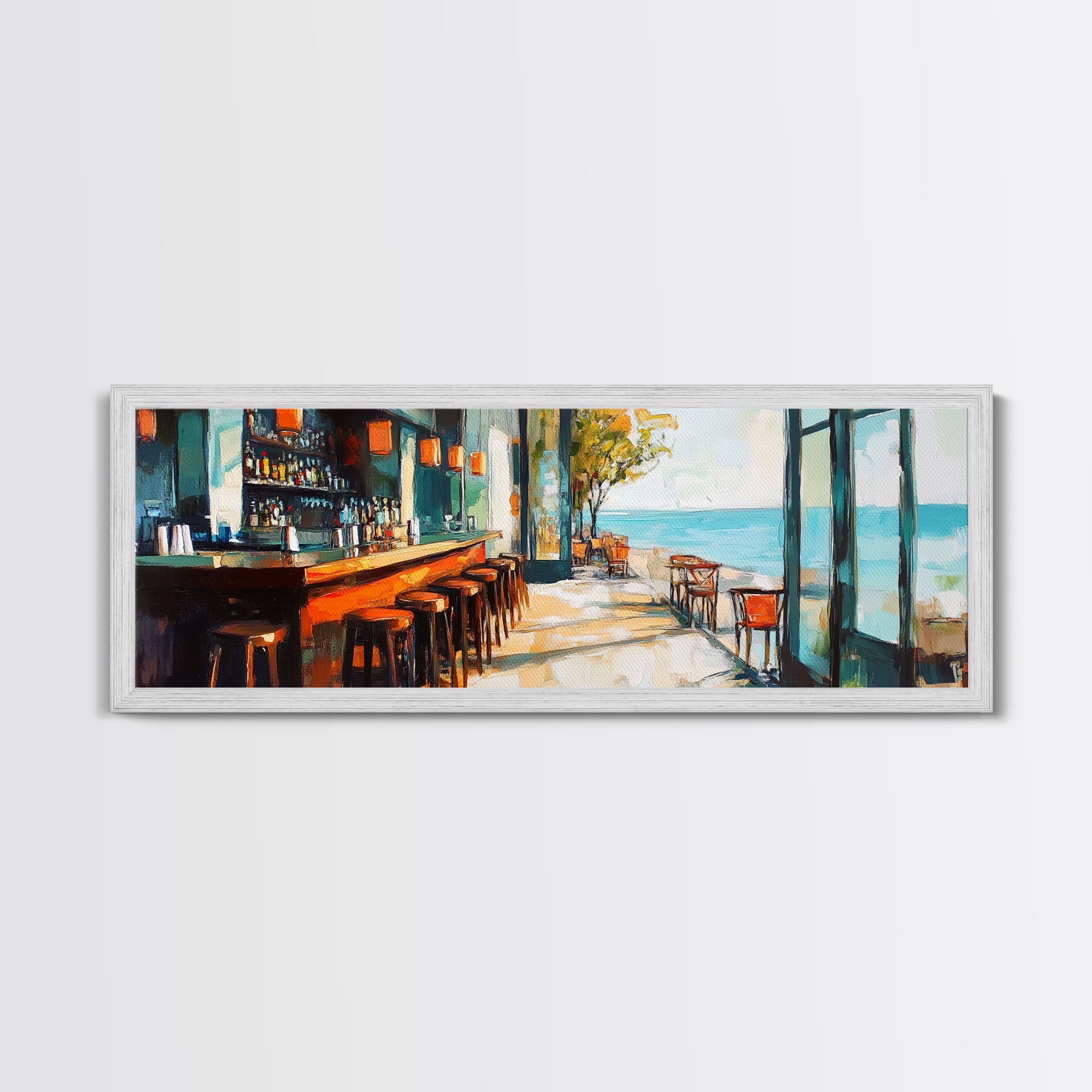 Coastal Beach Bar Framed Canvas Print
