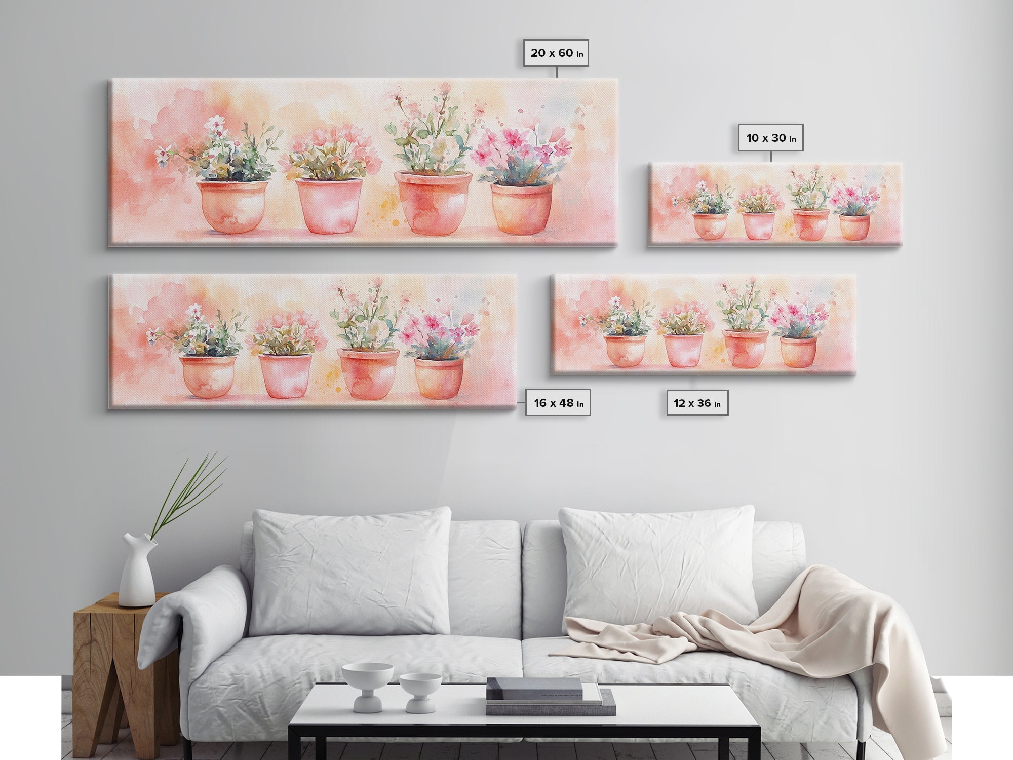Potted Flowers Framed Canvas Print