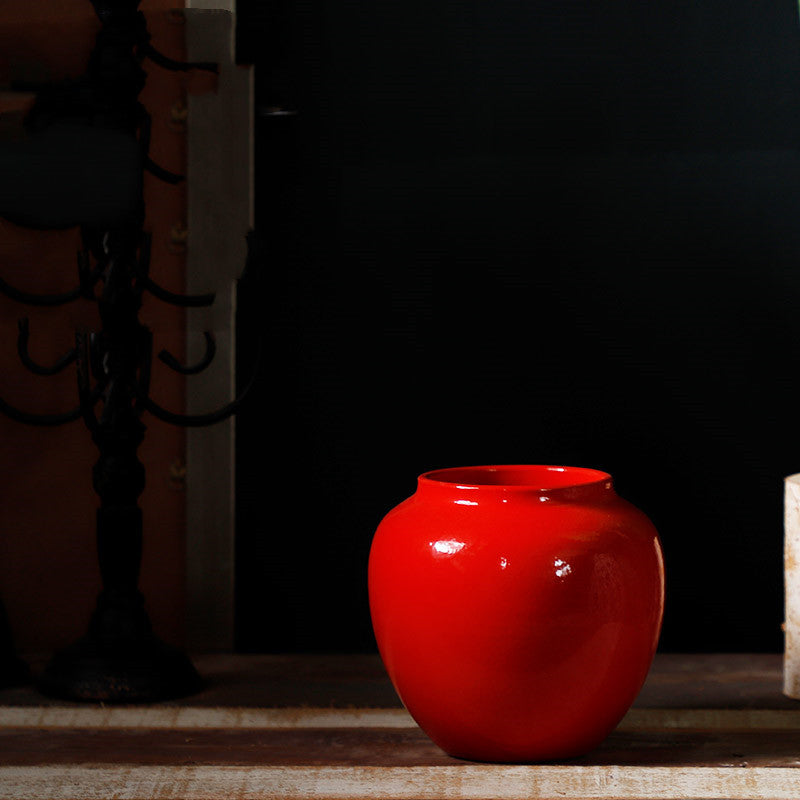 Glossy Red Ceramic Vase