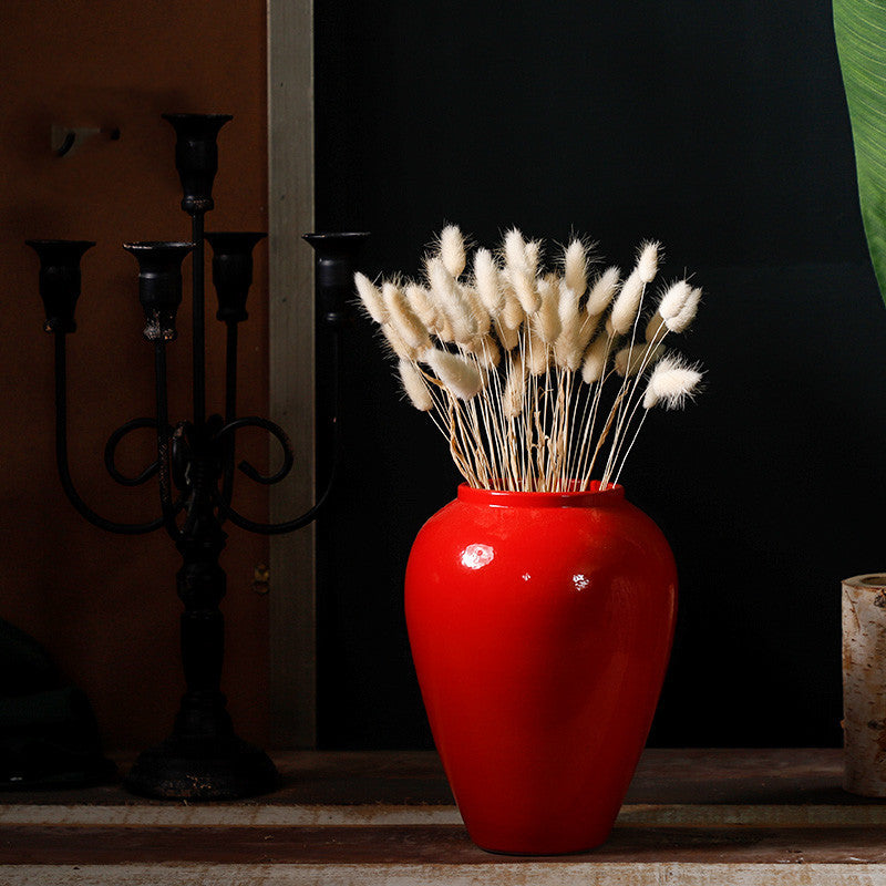 Glossy Red Ceramic Vase