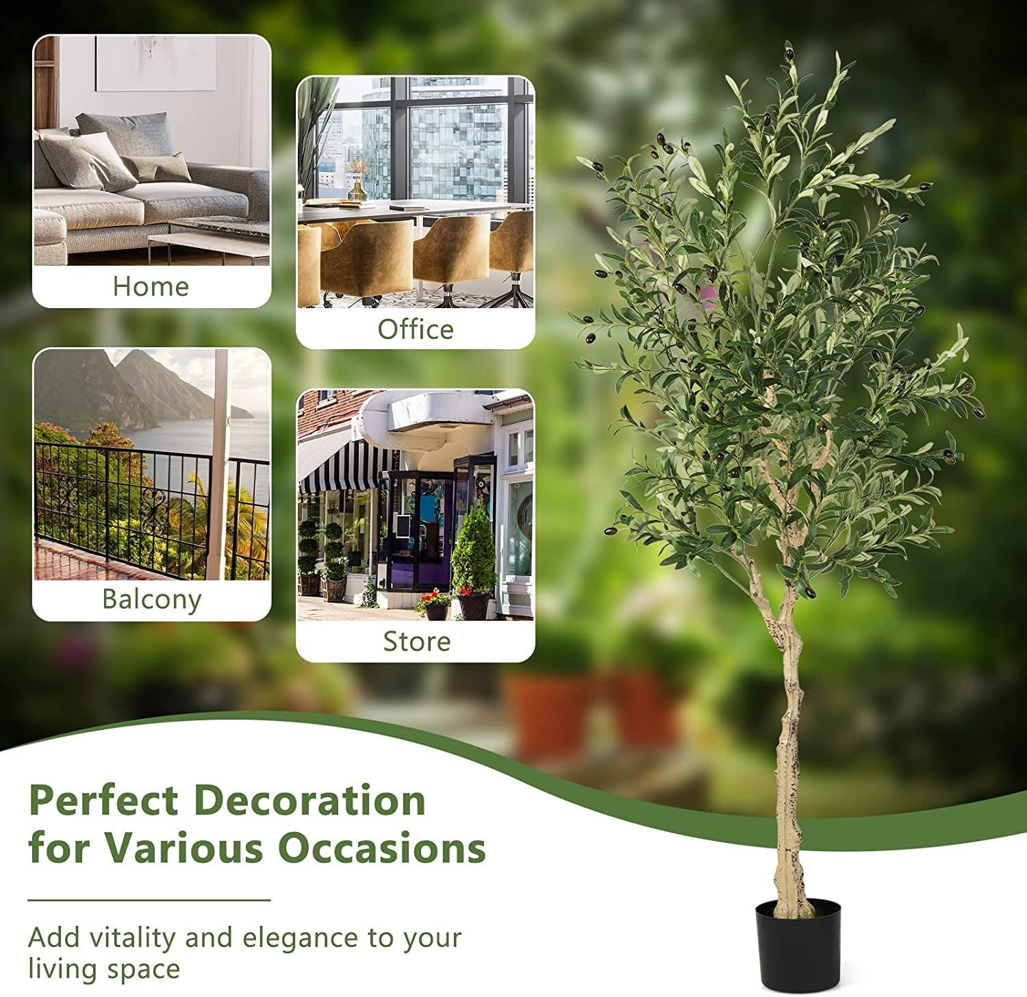 Artificial Olive Tree in Cement Pot