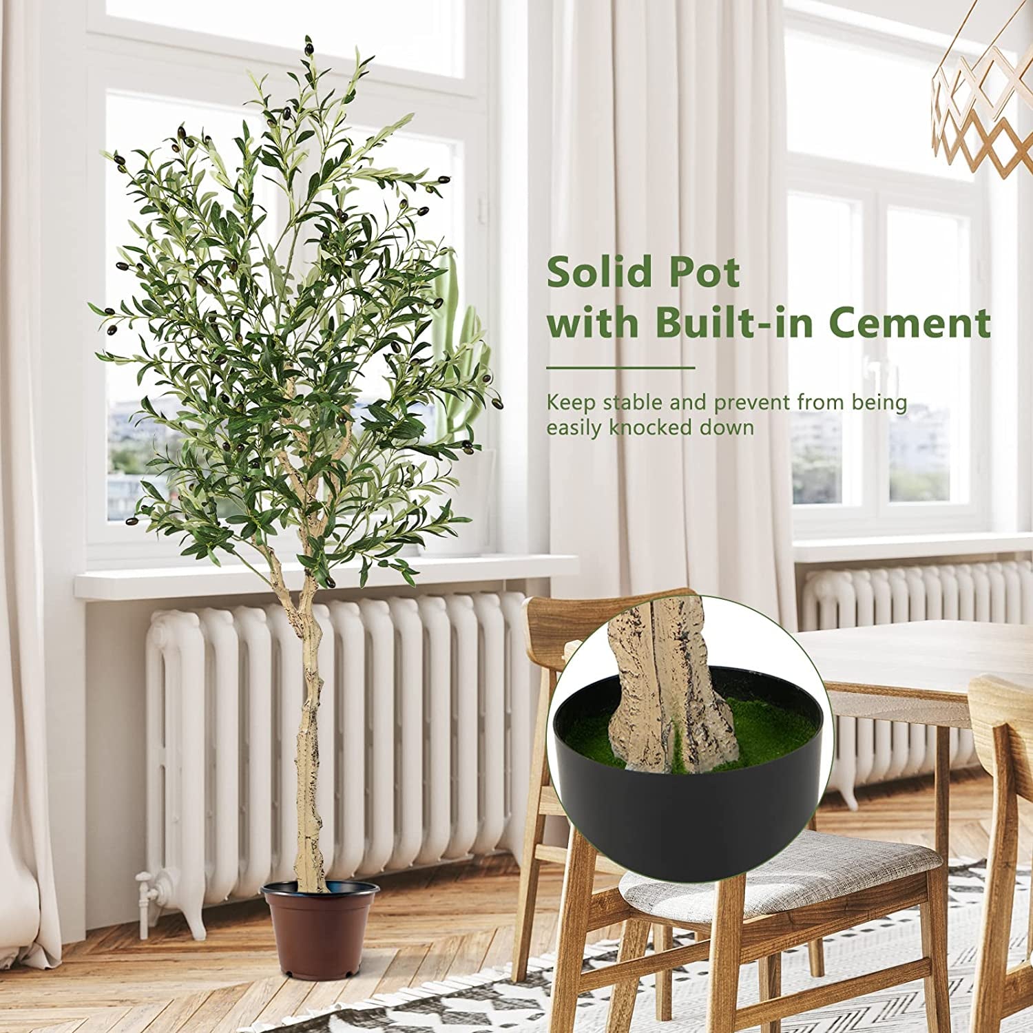 Artificial Olive Tree in Cement Pot