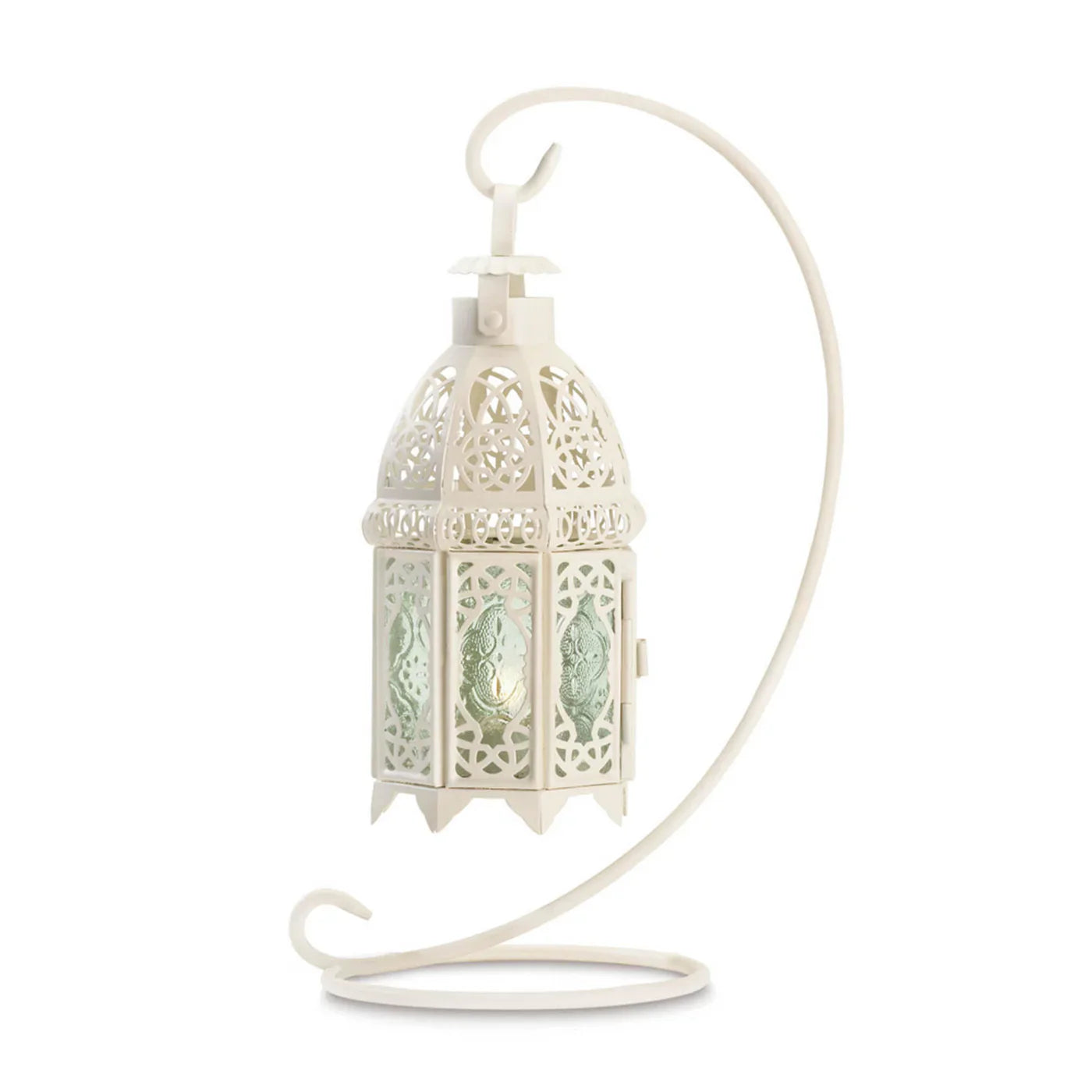 White Decorative Candle Lantern with Stand