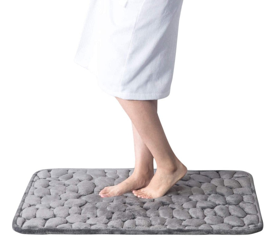 Cobblestone Embossed Memory Foam Bath Mat