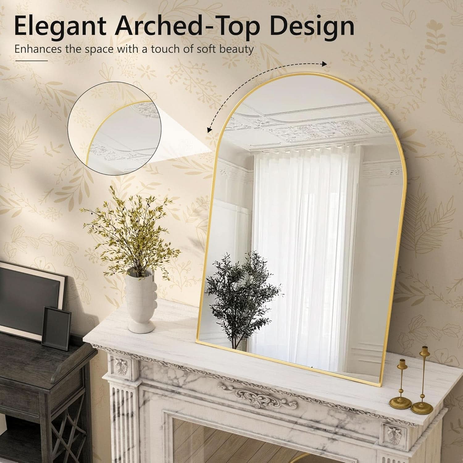 Gold Arched Wall Mirror