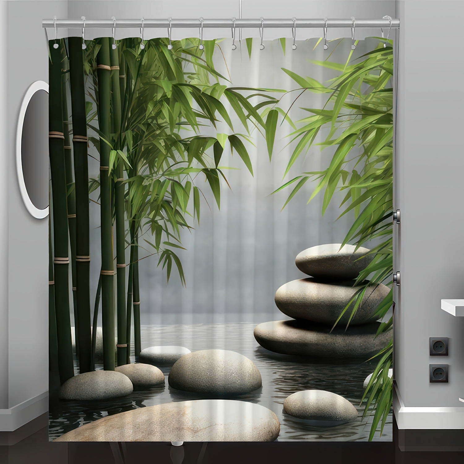Stone Shower Bathroom Curtain