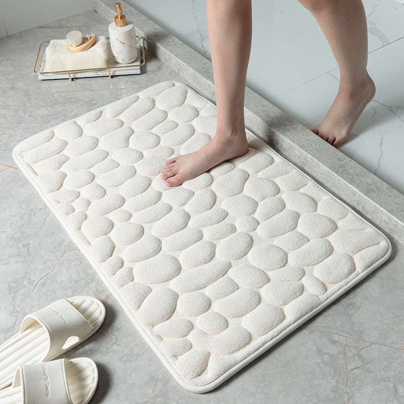 Cobblestone Embossed Memory Foam Bath Mat