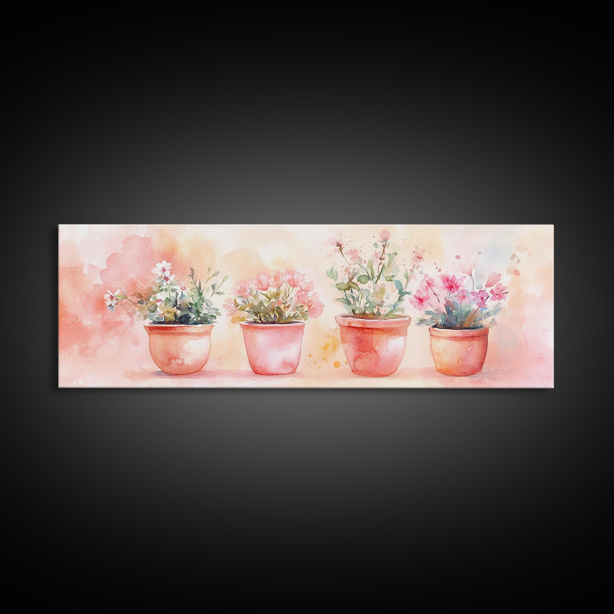 Potted Flowers Framed Canvas Print