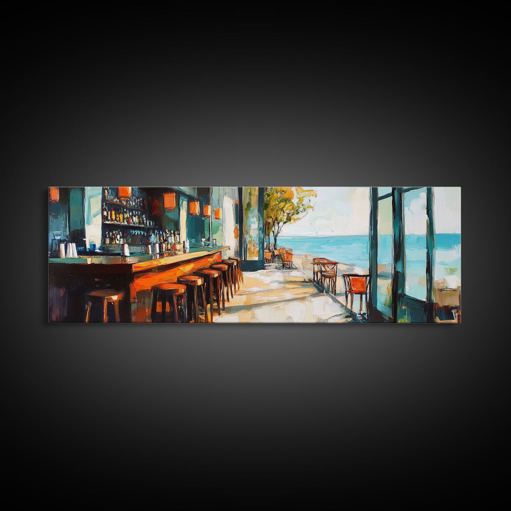 Coastal Beach Bar Framed Canvas Print