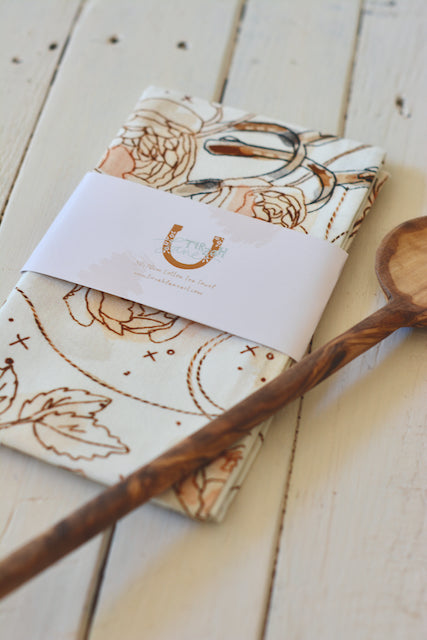 Roses and Spurs Tea Towel