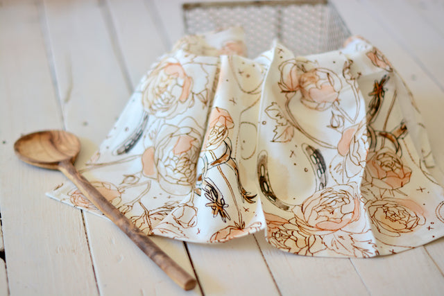 Roses and Spurs Tea Towel