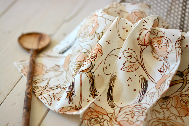 Roses and Spurs Tea Towel