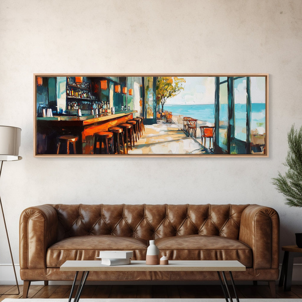 Coastal Beach Bar Framed Canvas Print