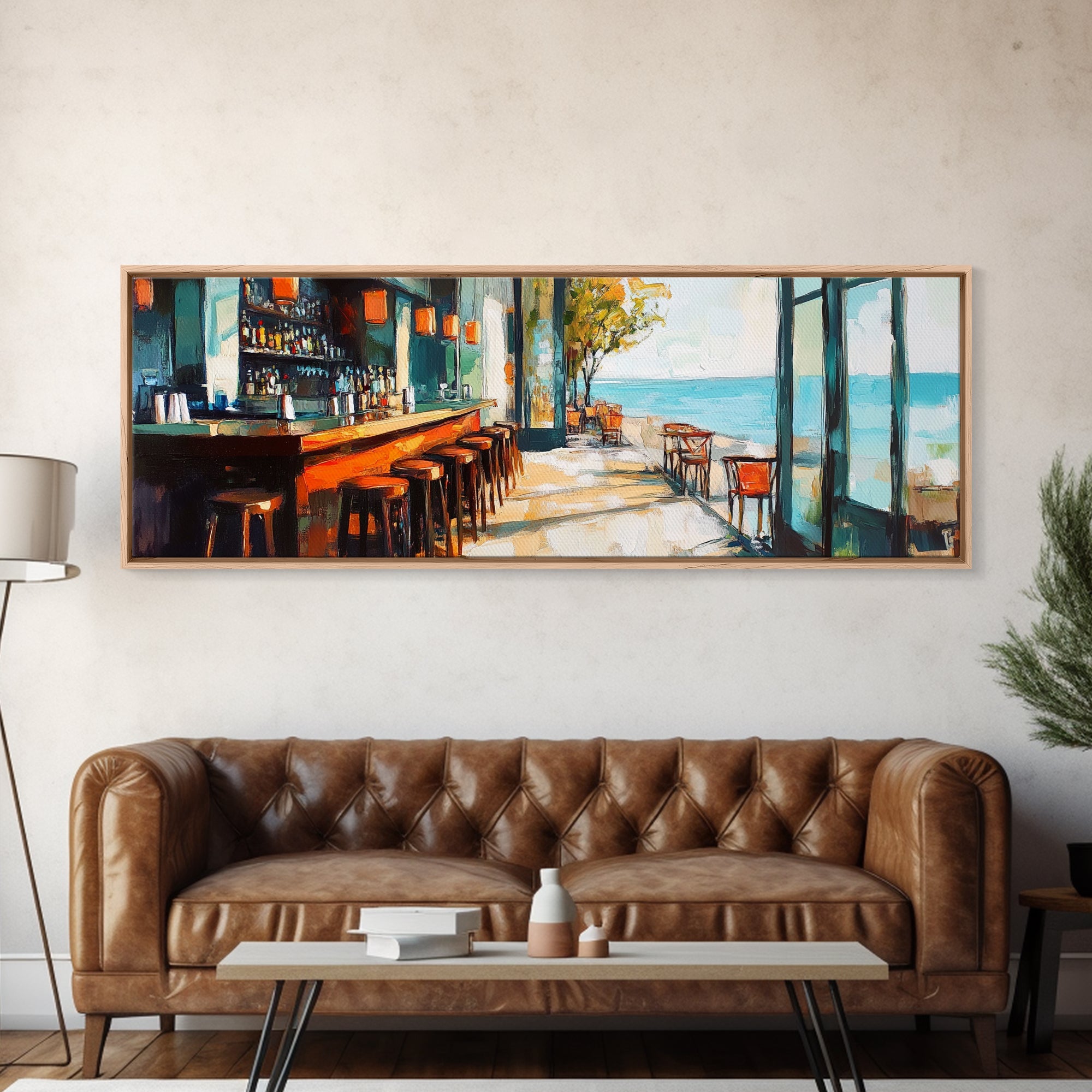 Coastal Beach Bar Framed Canvas Print