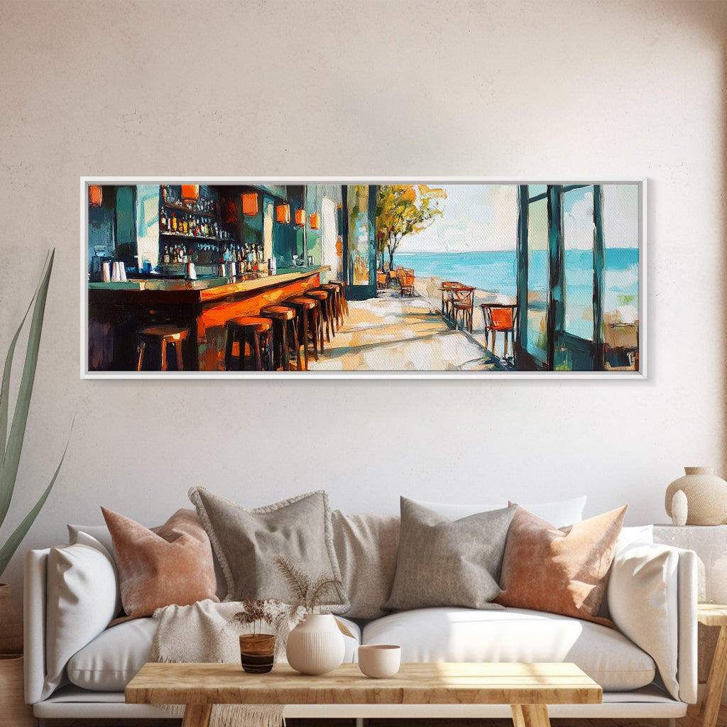 Coastal Beach Bar Framed Canvas Print