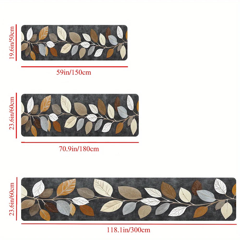 Leaf Pattern Gradient Grey Rug