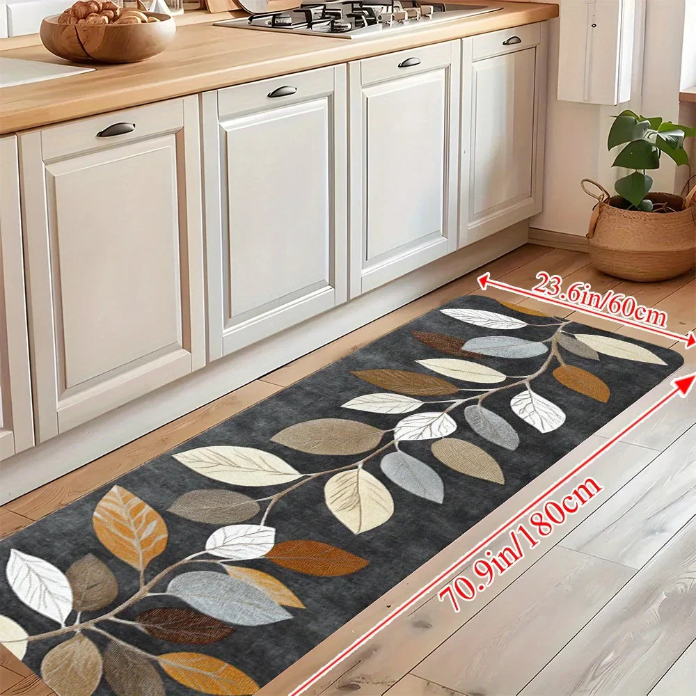 Leaf Pattern Gradient Grey Rug
