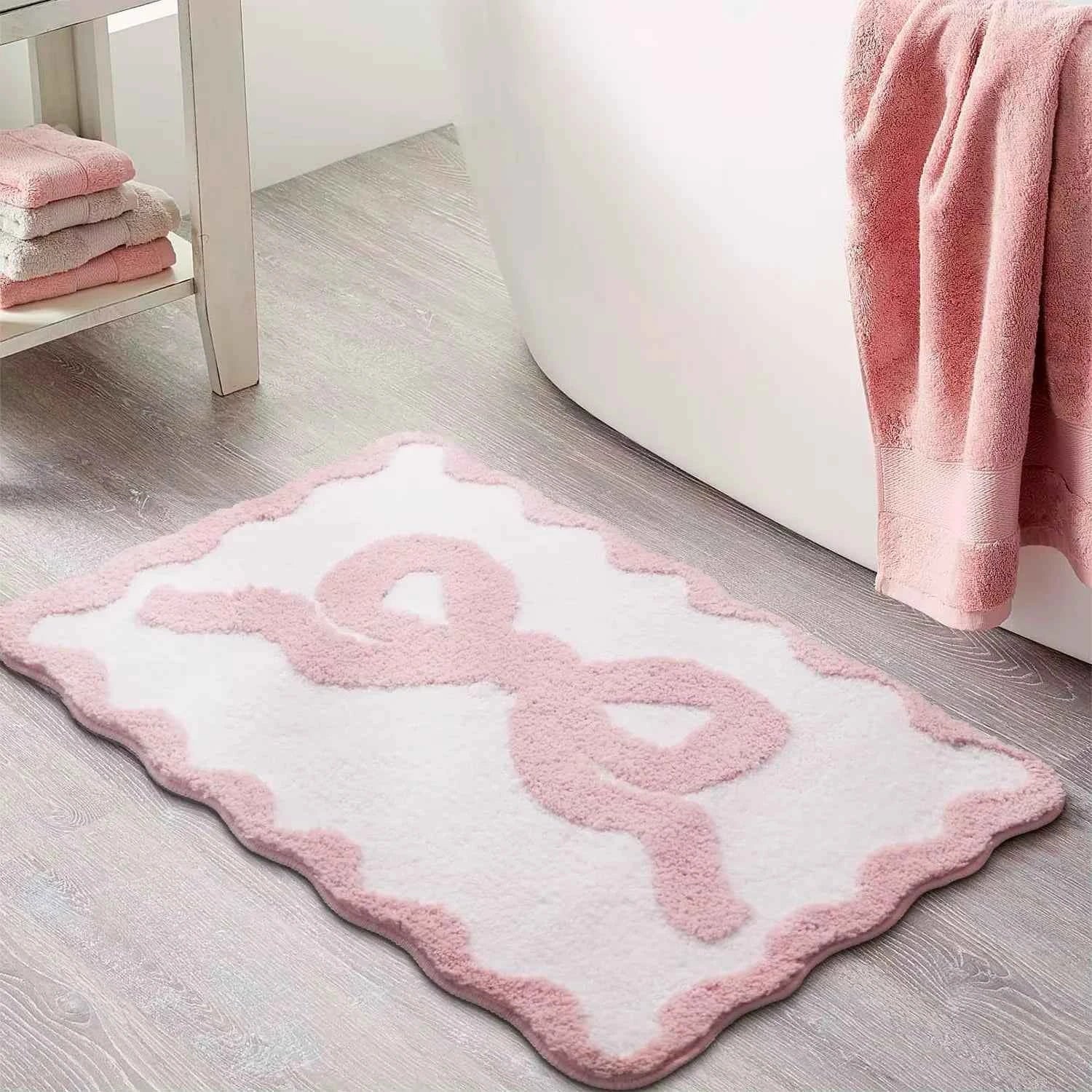 Pink Bow Bath Mat