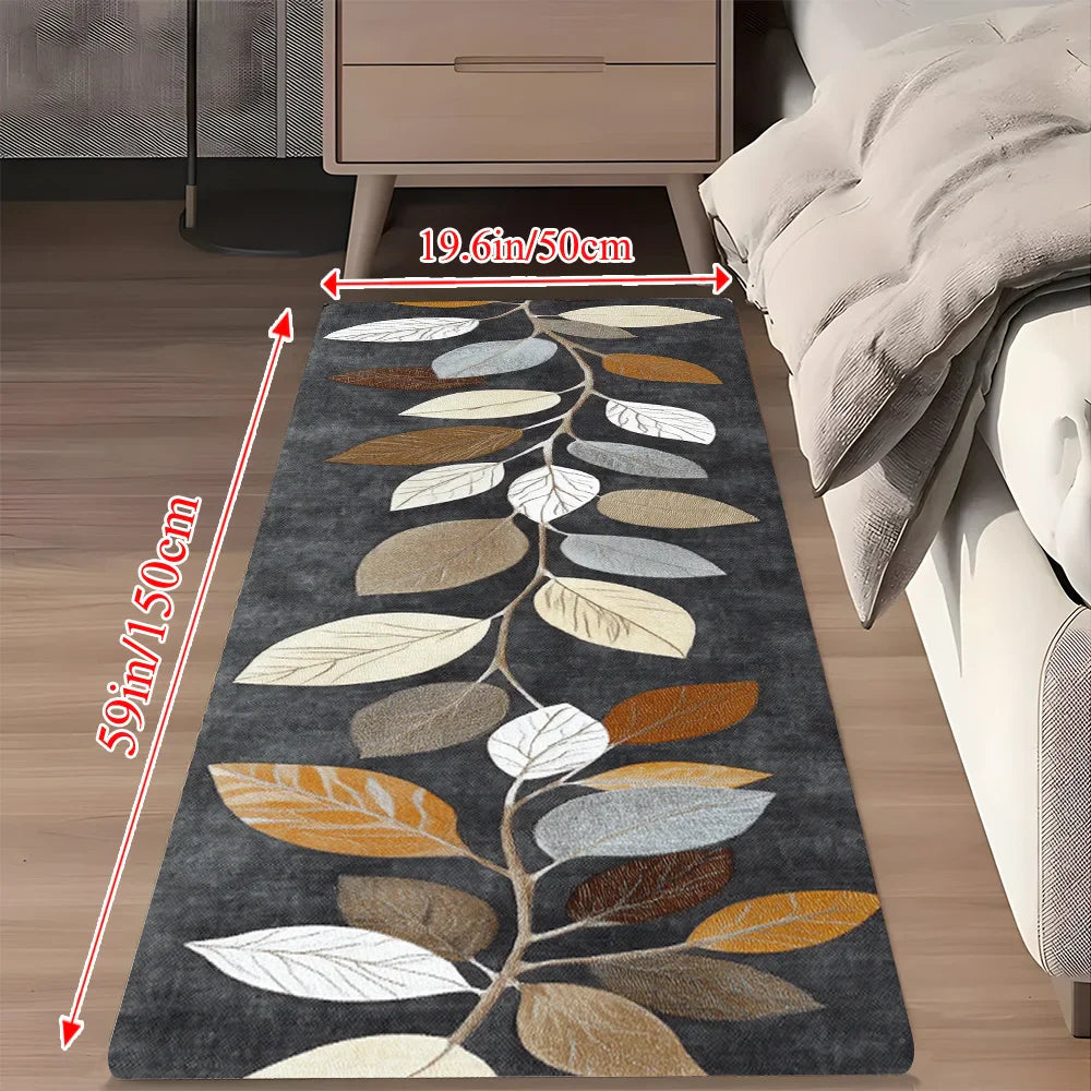 Leaf Pattern Gradient Grey Rug