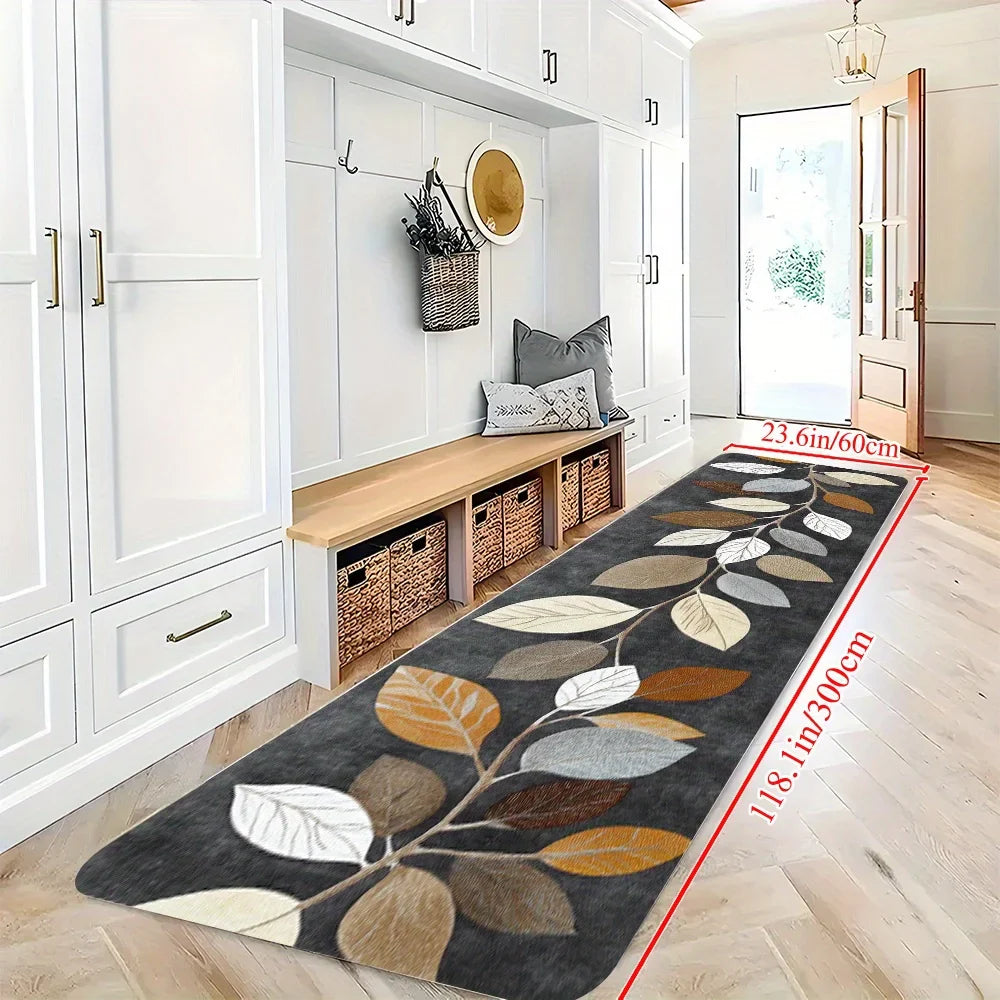 Leaf Pattern Gradient Grey Rug
