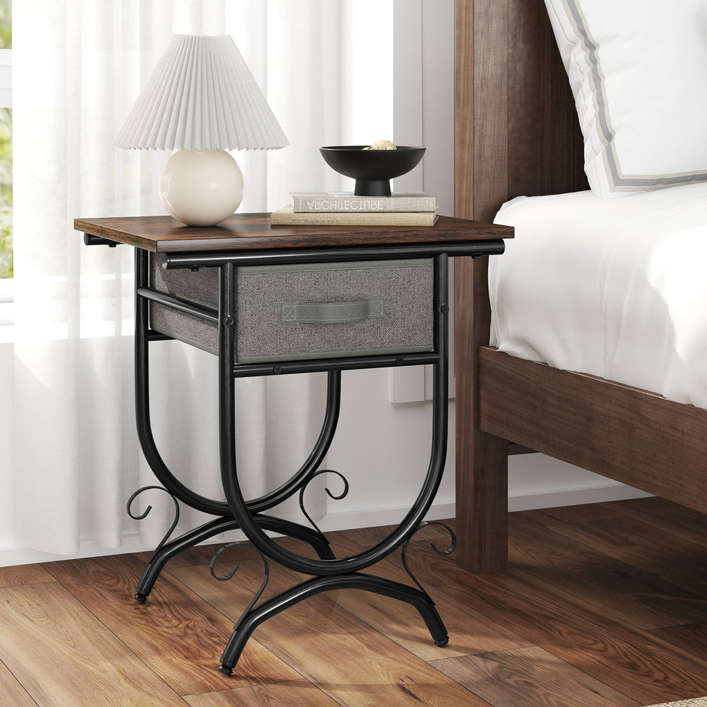 Side Table Carved Metal Frame
