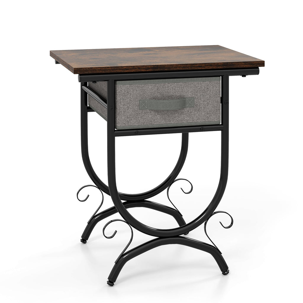 Side Table Carved Metal Frame